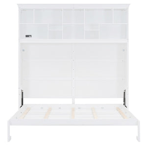 HomeRoots White Wood Queen Murphy Bed - Stylish Space-Saving Design for Compact Living & Versatile Use 662383