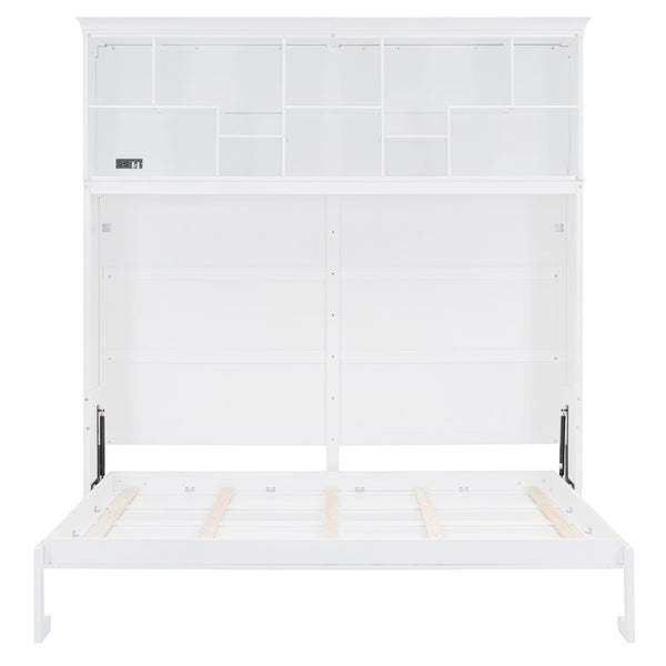 HomeRoots White Wood Queen Murphy Bed - Stylish Space-Saving Design for Compact Living & Versatile Use 662383