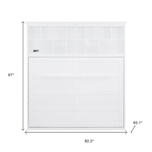 HomeRoots White Wood Queen Murphy Bed - Stylish Space-Saving Design for Compact Living & Versatile Use 662383