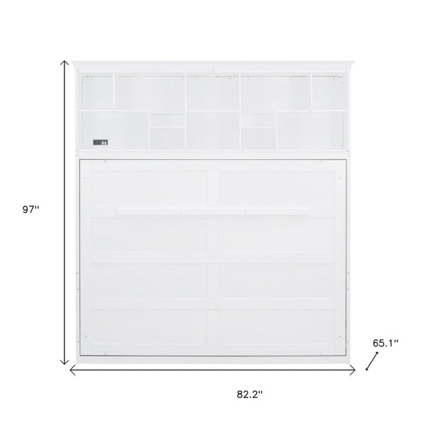 HomeRoots White Wood Queen Murphy Bed - Stylish Space-Saving Design for Compact Living & Versatile Use 662383