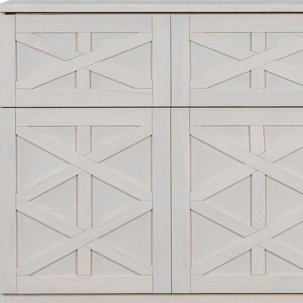 HomeRoots White Wood Full Murphy Bed with Integrated Storage Drawers - Stylish Space-Saving Solution for Any Room 662384