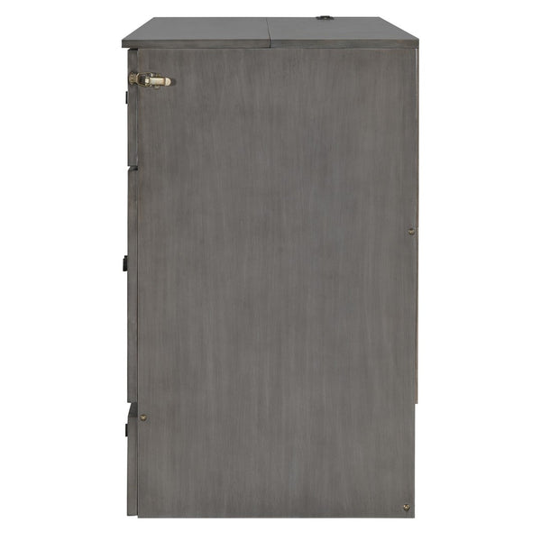 HomeRoots Gray Wood Full Murphy Bed with Integrated Storage Drawers - Stylish Space-Saving Solution for Small Rooms 662385