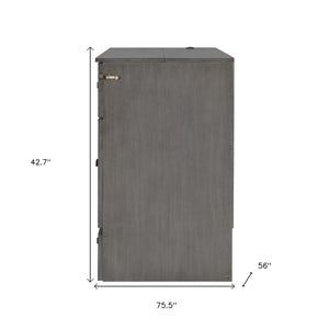 HomeRoots Gray Wood Full Murphy Bed with Integrated Storage Drawers - Stylish Space-Saving Solution for Small Rooms 662385