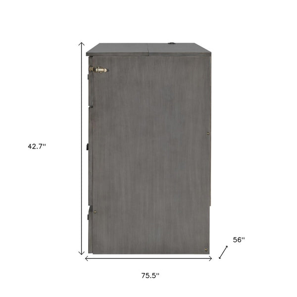 HomeRoots Gray Wood Full Murphy Bed with Integrated Storage Drawers - Stylish Space-Saving Solution for Small Rooms 662385