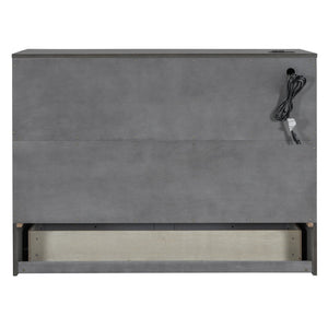 HomeRoots Gray Wood Full Murphy Bed with Integrated Storage Drawers - Stylish Space-Saving Solution for Small Rooms 662385