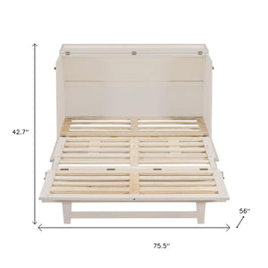 HomeRoots White Wood Full Murphy Bed with Storage Drawers - Stylish Space-Saving Solution for Small Rooms 662386