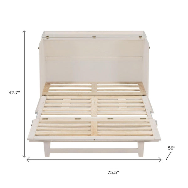 HomeRoots White Wood Full Murphy Bed with Storage Drawers - Stylish Space-Saving Solution for Small Rooms 662386