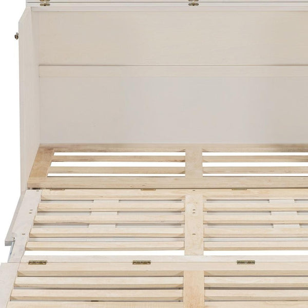 HomeRoots White Wood Full Murphy Bed with Storage Drawers - Stylish Space-Saving Solution for Small Rooms 662386
