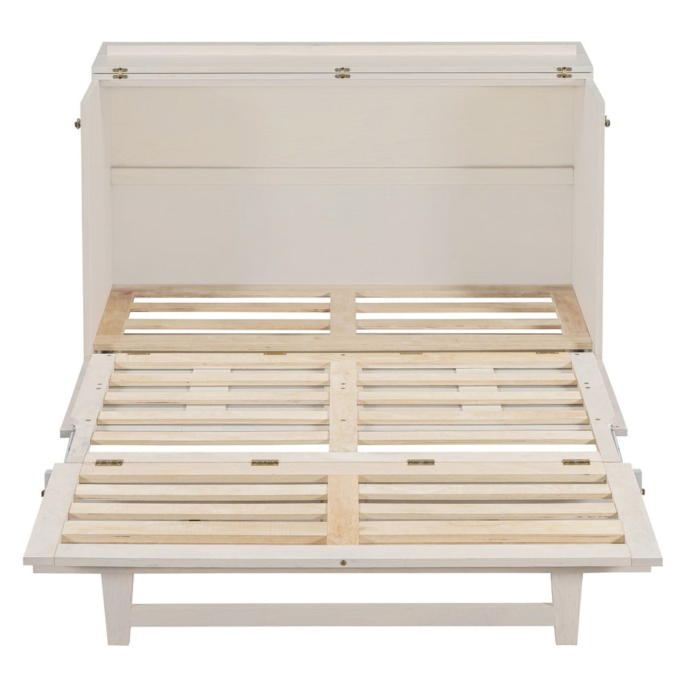 HomeRoots White Wood Full Murphy Bed with Storage Drawers - Stylish Space-Saving Solution for Small Rooms 662386