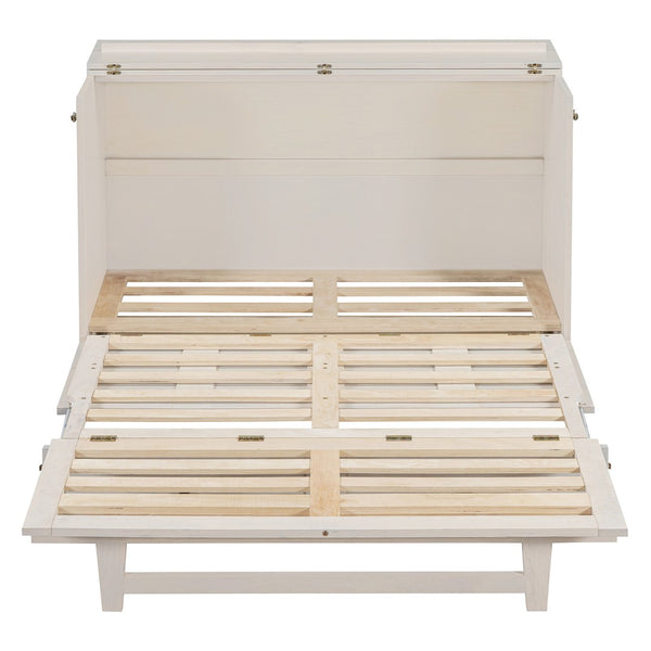 HomeRoots White Wood Full Murphy Bed with Storage Drawers - Stylish Space-Saving Solution for Small Rooms 662386