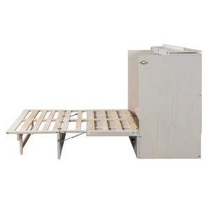 HomeRoots White Wood Full Murphy Bed with Storage Drawers - Stylish Space-Saving Solution for Small Rooms 662386
