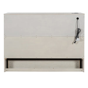 HomeRoots White Wood Full Murphy Bed with Storage Drawers - Stylish Space-Saving Solution for Small Rooms 662386