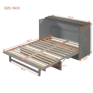 HomeRoots Gray Wood Queen Murphy Bed – Space-Saving Elegance with Drawers for Small Rooms & Modern Living 662387