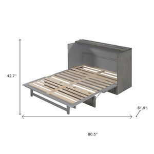 HomeRoots Gray Wood Queen Murphy Bed – Space-Saving Elegance with Drawers for Small Rooms & Modern Living 662387