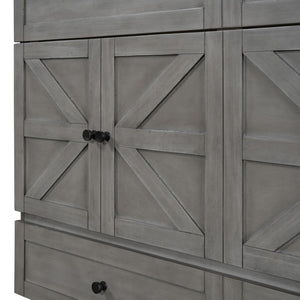 HomeRoots Gray Wood Queen Murphy Bed – Space-Saving Elegance with Drawers for Small Rooms & Modern Living 662387