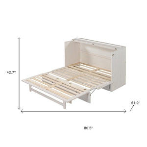 HomeRoots White Wood Queen Murphy Bed with Integrated Drawers – Elegant, Space-Saving Design for Modern Living 662388
