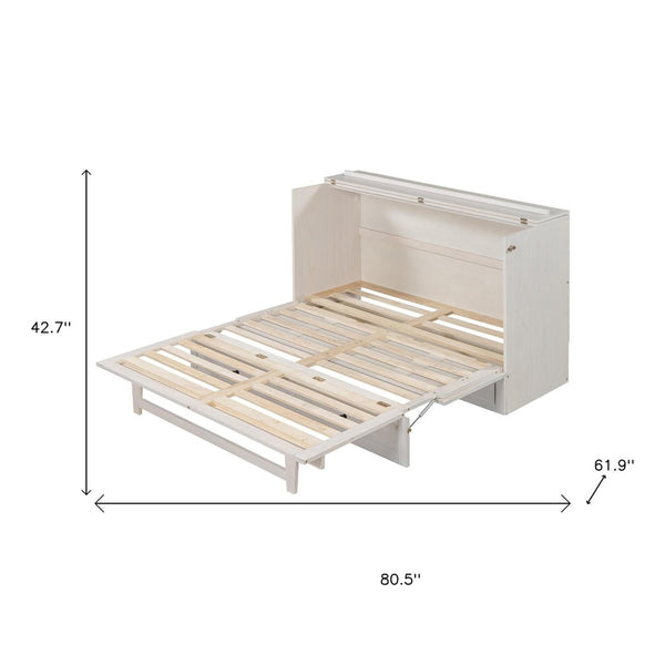 HomeRoots White Wood Queen Murphy Bed with Integrated Drawers – Elegant, Space-Saving Design for Modern Living 662388