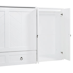 HomeRoots White Wood Queen Murphy Bed - Stylish Space-Saving Design with Drawers for Guest Rooms & Studios 662390