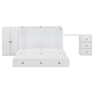 HomeRoots White Wood Queen Murphy Bed - Stylish Space-Saving Design with Drawers for Guest Rooms & Studios 662390