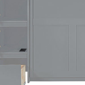 HomeRoots Gray Wood Full Murphy Bed with Storage Drawers - Stylish, Space-Saving Solution for Small Rooms! 662392