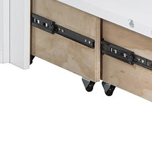 HomeRoots White Murphy Bed with Drawers - Elegant Space-Saving Queen Bed in Classic White Wood Design 662395