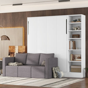 HomeRoots White Wood Full Murphy Bed - Elegant Space-Saving Cabinet Design for Small Rooms & Guest Spaces 662396