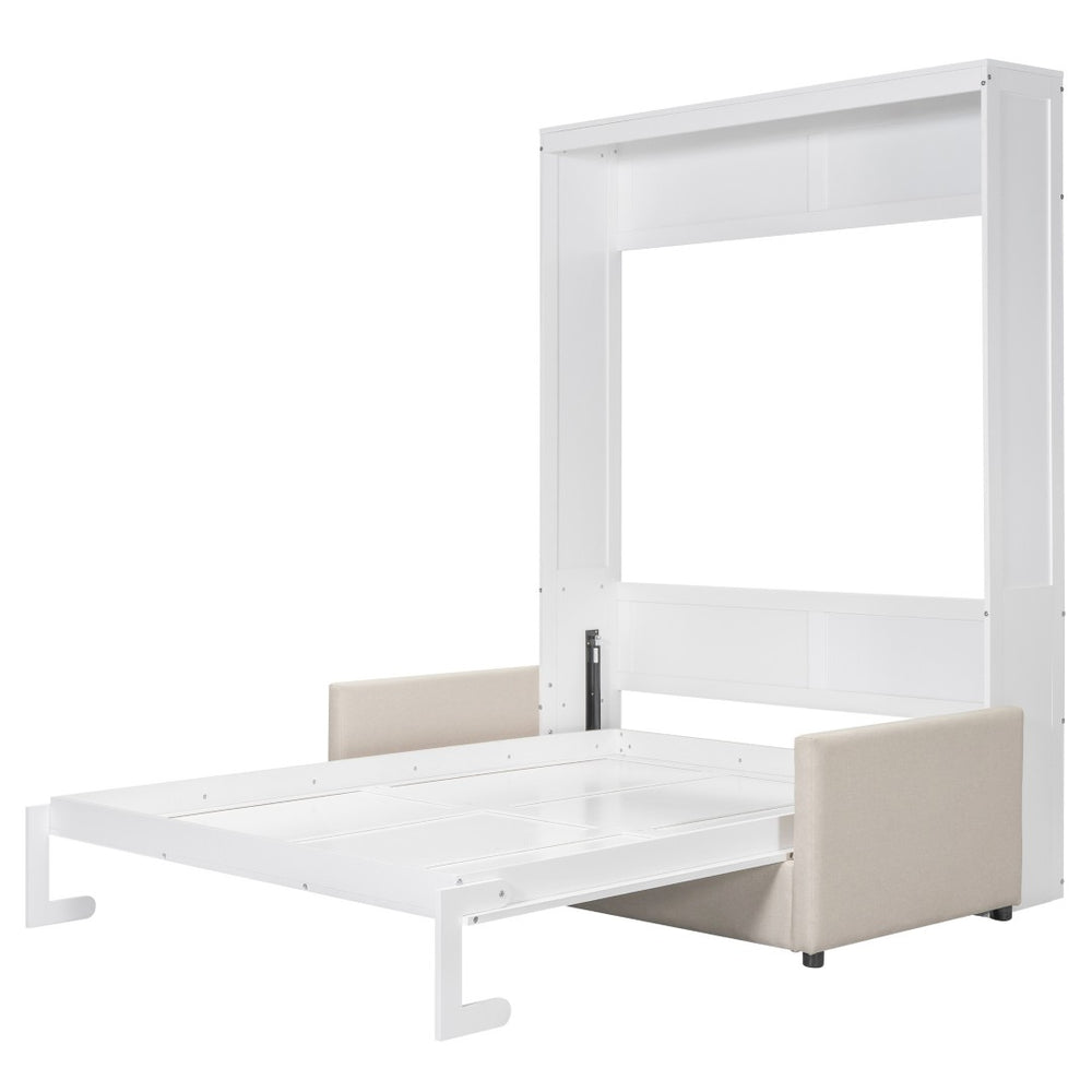 HomeRoots White Wood Queen Murphy Bed – Elegant Space-Saving Design for Stylish Living Rooms & Guest Areas 662397
