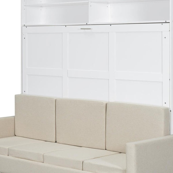 HomeRoots White Wood Queen Murphy Bed - Elegant Space-Saving Design, Durable Cabinet, Ultimate Comfort & Style 662399