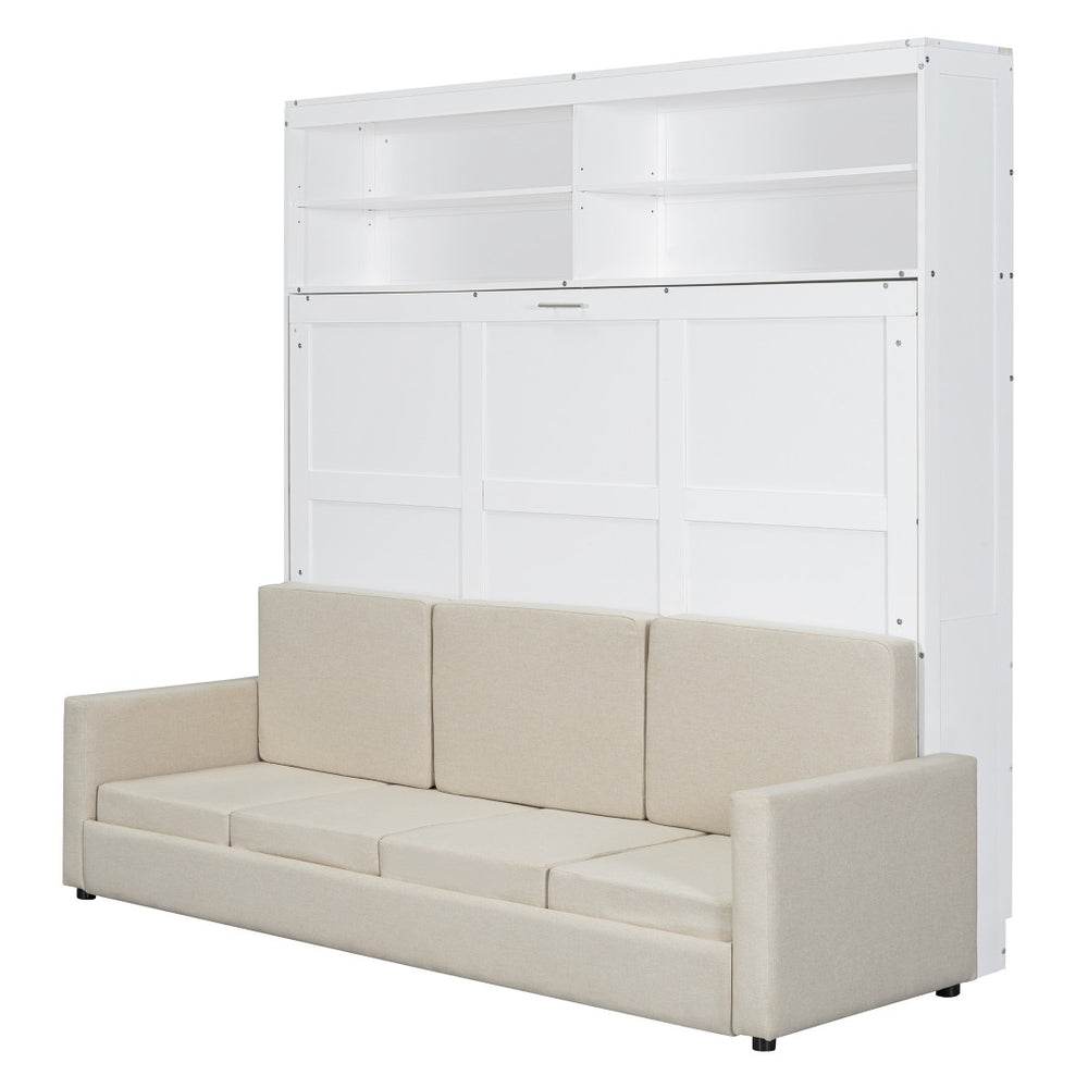 HomeRoots White Wood Queen Murphy Bed - Elegant Space-Saving Design, Durable Cabinet, Ultimate Comfort & Style 662399