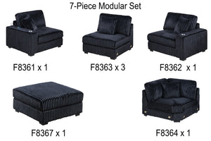 English Elm Contemporary Modular Sectional Sofa with Corduroy Upholstery Usb Port and Ottoman B011S02237