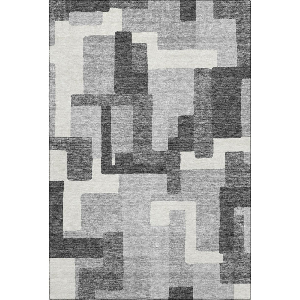 HomeRoots 8' X 10' Gray Silver Ivory Abstract Area Rug – Stylish, Washable, UV-Protected for High-Traffic Spaces 662433