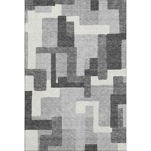 HomeRoots 10' X 14' Stylish Gray Silver Ivory Geometric Washable Area Rug - Durable, Stain-Resistant, UV Protected 662435