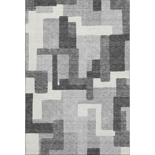 HomeRoots 10' X 14' Stylish Gray Silver Ivory Geometric Washable Area Rug - Durable, Stain-Resistant, UV Protected 662435