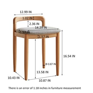 English Elm Natural Beech Wood Compact Vanity Stool Solid Grain Frame for Bedroom or Dining W128384022