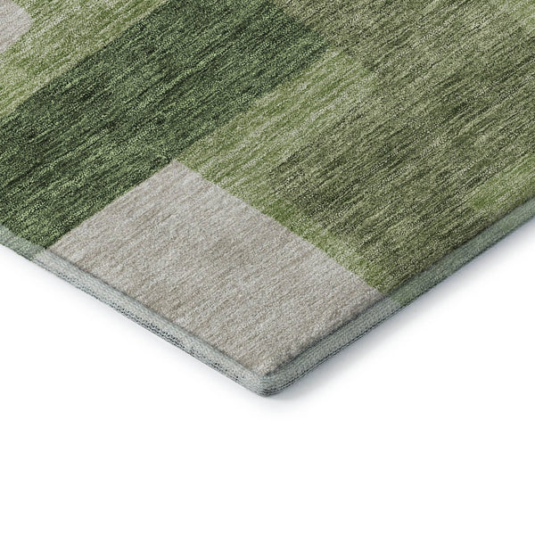 HomeRoots 5' X 8' Green and Ivory Abstract Geometric Area Rug - Washable, UV Protected, Stylish & Durable! 662437