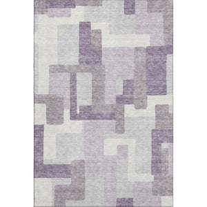 HomeRoots 9' X 12' Stylish Lavender & Ivory Geometric Area Rug - Washable, UV Protected, Ideal for Busy Homes 662446