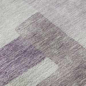 HomeRoots 9' X 12' Stylish Lavender & Ivory Geometric Area Rug - Washable, UV Protected, Ideal for Busy Homes 662446