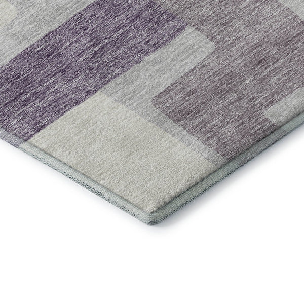 HomeRoots 10' X 14' Lavender & Ivory Abstract Geometric Area Rug - Washable, UV-Protected, Stylish & Durable! 662447