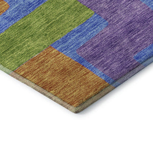 HomeRoots 5' X 8' Vibrant Purple, Pink & Green Abstract Geometric Area Rug – Washable, UV Protected & Durable! 662449