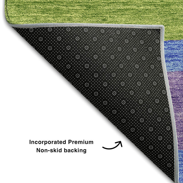 HomeRoots 9' X 12' Abstract Geometric Area Rug in Purple, Pink & Green – Washable, UV Protected & Stylish 662452
