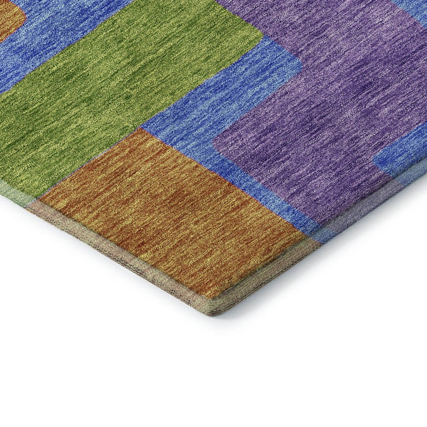HomeRoots 9' X 12' Abstract Geometric Area Rug in Purple, Pink & Green – Washable, UV Protected & Stylish 662452