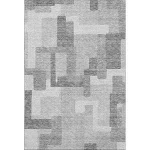 HomeRoots 8' X 10' Stylish Silver & Gray Geometric Area Rug - Washable, UV Protected & Perfect for Any Space 662457