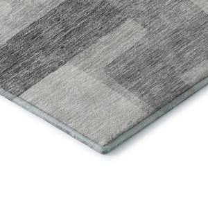 HomeRoots 9' X 12' Stylish Silver and Gray Geometric Washable Area Rug with Stain Resistance and UV Shielding 662458