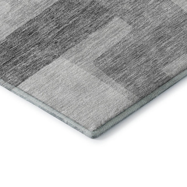 HomeRoots 9' X 12' Stylish Silver and Gray Geometric Washable Area Rug with Stain Resistance and UV Shielding 662458