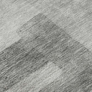 HomeRoots 9' X 12' Stylish Silver and Gray Geometric Washable Area Rug with Stain Resistance and UV Shielding 662458
