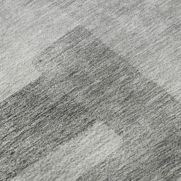 HomeRoots 9' X 12' Stylish Silver and Gray Geometric Washable Area Rug with Stain Resistance and UV Shielding 662458