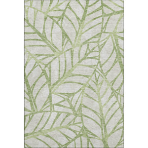 HomeRoots 5' X 8' Elegant Artichoke Green & Beige Floral Washable Area Rug with UV Protection & Durability 662467