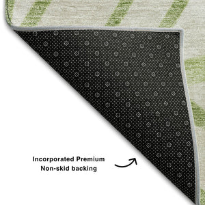 HomeRoots 5' X 8' Elegant Artichoke Green & Beige Floral Washable Area Rug with UV Protection & Durability 662467