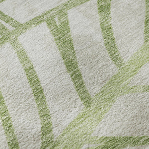 HomeRoots 8' Artichoke Green & Beige Floral Round Rug - Washable, UV Protected, Durable & Stylish Home Accent 662468