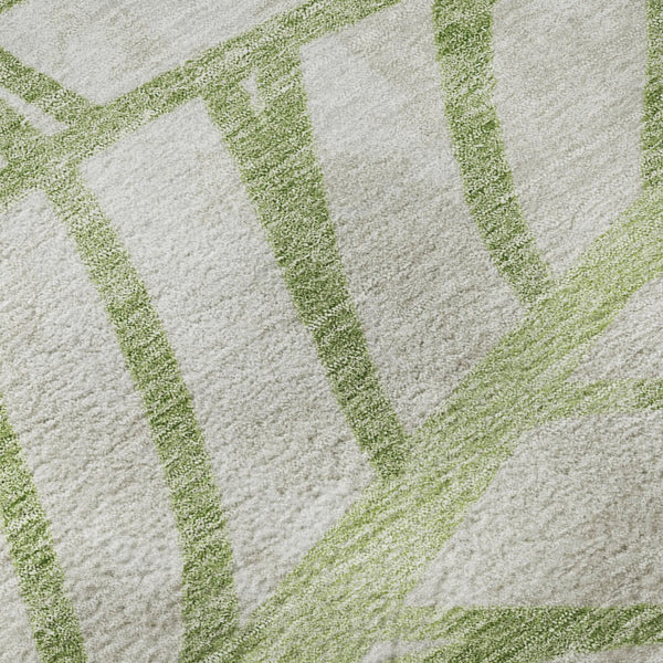 HomeRoots 8' Artichoke Green & Beige Floral Round Rug - Washable, UV Protected, Durable & Stylish Home Accent 662468